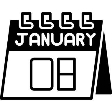 Moda tasarım tarzında ocak takvimi simgesi, beyaz arkaplanda izole edilmiş, şeffaf arkaplanda. Web ve mobil için kış ayı vektör çizimi.