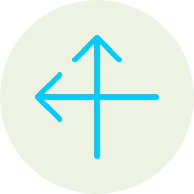 Yönlendirme okları simgesi. Vektör biçimi düz ikonik sembol, cyan rengi, mavi arkaplan.