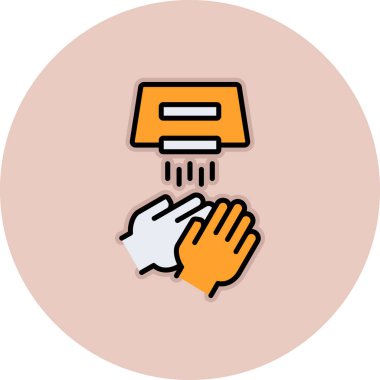 Temizlik eldiveni ikonu olan el. Web için bir vektör sembolünün özet çizimi