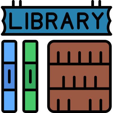 kitaplık simgesi, vektör illüstrasyonu