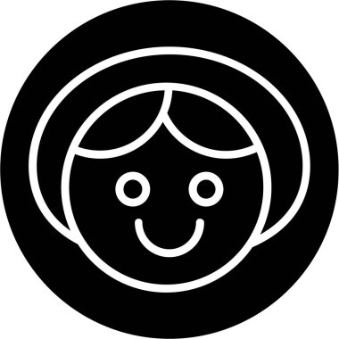 Kadın yüzü simgesi, vektör illüstrasyonu