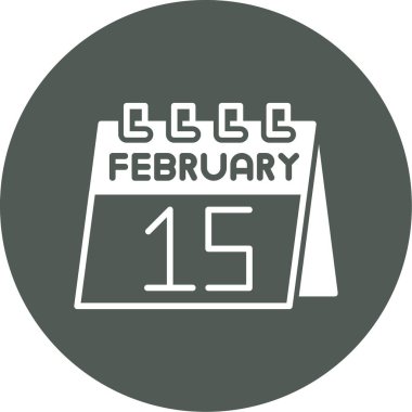 Takvim simgesi. Kabartma biçimi, gri renk, yuvarlak arkaplan ve beyaz arkaplan ile düz tasarım sembolüdür..