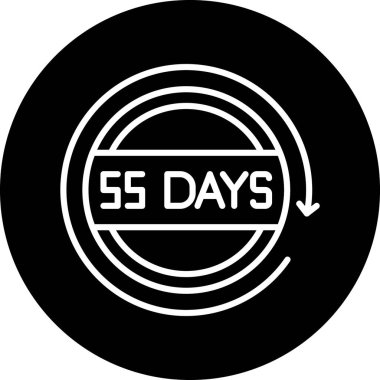 55 gün 5 siyah simge, daire içinde vektör işareti