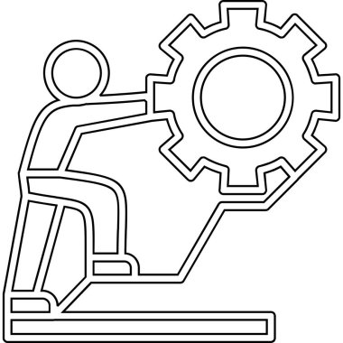 Dişli ikonlu adam. İnsan ve insan vektör çizimi.