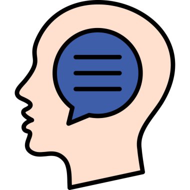 Konuşma baloncuklu kafa. Basit resimleme