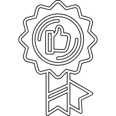 Madalya ödüllü vektör çizgisi simgesi tasarımı, beyaz arkaplanda illüstrasyon.