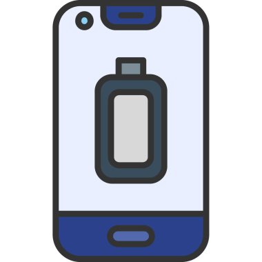 Batarya ikonlu akıllı telefon. vektör illüstrasyonu