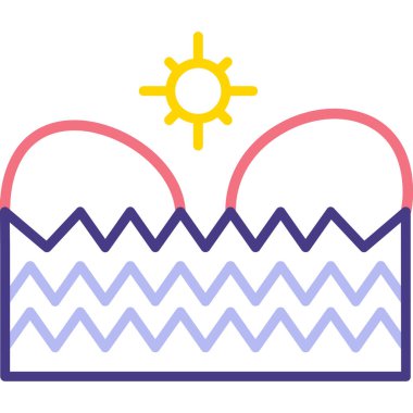 Basit vektör simgesi, güneşin gösterimi