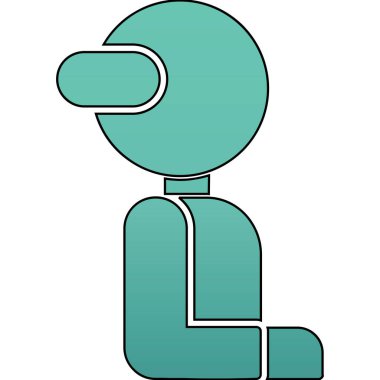 Mavi ve yeşil renkli bir vektör çiziminin sevimli karikatürü