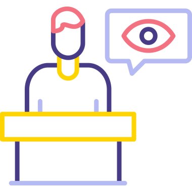 Gözlüklü ve dizüstü bilgisayarı olan bir adamın vektör çizimi