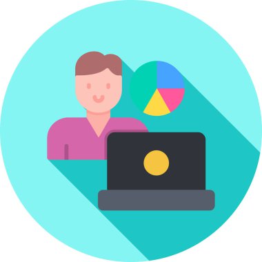 Çizelge simgesi olan dizüstü bilgisayar, vektör illüstrasyonu