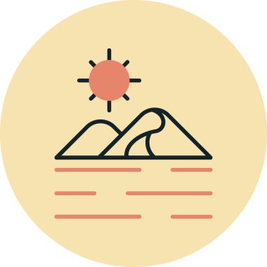 Günbatımı simgesi, vektör illüstrasyonu