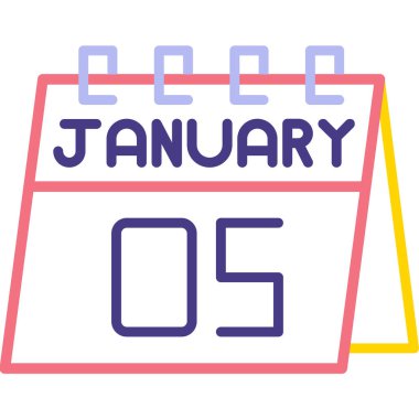 6 Ocak takvim simgesi. Vektör çizimi, düz stil. takvimin ay ve takvim için beyaz arkaplanı. Ocak.