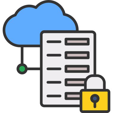 Doldurulmuş ana hatlar biçiminde bulut hesaplama veri simgesi