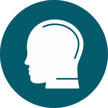 baş vektör simge biçimi düz stil sembolüdür, yuvarlak yeşil renk, beyaz arkaplan,