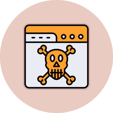 Çapraz kemik ikonlu kafatası. beyaz üzerinde izole edilmiş ana hatlar ve ölü kafatası vektör simgesi