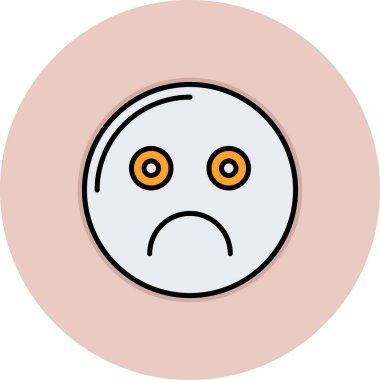 üzgün emoji simgesi renk ana hatları vektörü