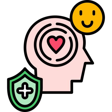 Kalp simgesi renk çizgisi vektörü olan beyin