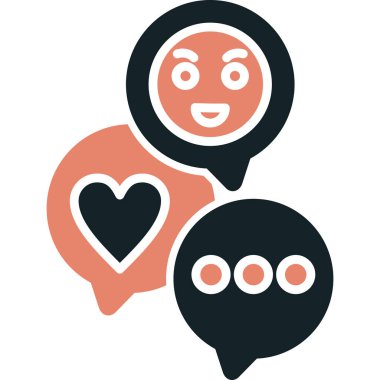 Mutlu sevgililer günü, gülümseyerek kalp ve konuşma balonu