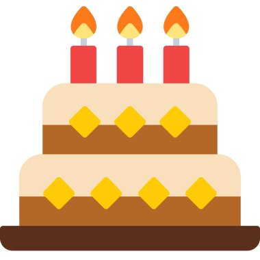 doğum günü pastası mum simgesi düz biçiminde