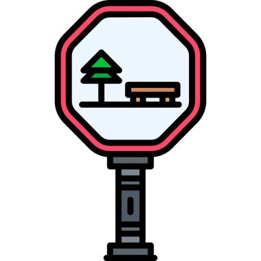 Yol işareti simgesi. Web için yol vektör simgelerinin özet çizimi