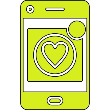 Akıllı telefon vektör illüstrasyon tasarımlı aşk kalbi