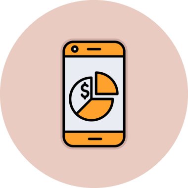 Para madeni para ikonlu akıllı telefon. düz tasarım biçimi