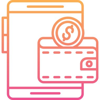 Cüzdan simgesi, vektör illüstrasyonu