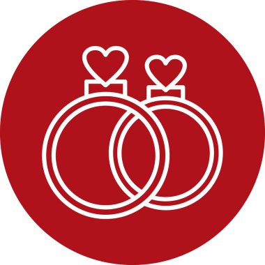 Yürekli alyans, yüzük ve yüzük ikonu.