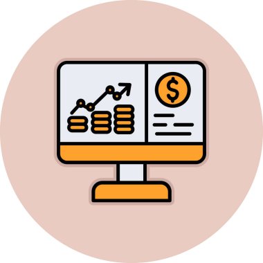 Sikke simgeli dizüstü bilgisayar, basit dizayn