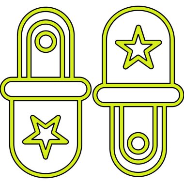 Bir çizgi film ve sarı ve yeşil yıldızın vektör çizimi