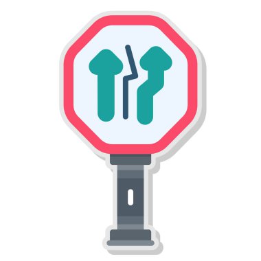 Yol simgesi vektörü. İnce çizgi işareti. İzole edilmiş kontür sembolü gösterimi