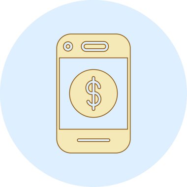 Beyaz arka planda dolar işareti olan bir akıllı telefonun vektör çizimi