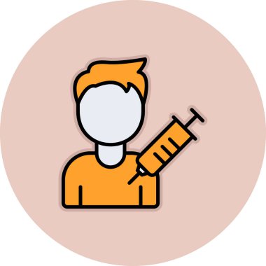 Beyaz arkaplan üzerinde şırınga, illüstrasyon, vektör olan adam.