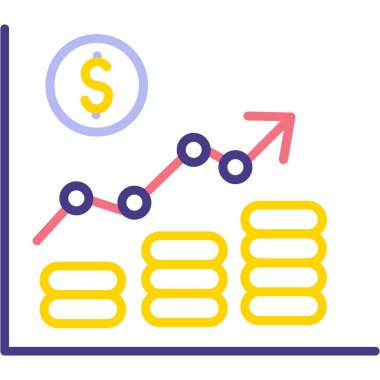 Doldurulmuş ana hatlar biçiminde iş büyümesi grafiği simgesi