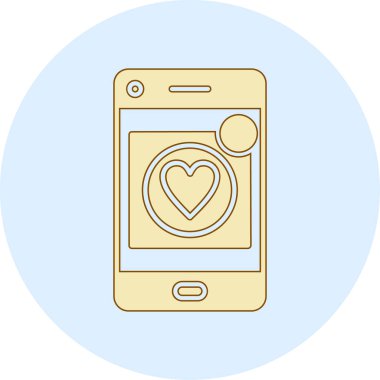 Altın kalpli akıllı telefon vektör illüstrasyon tasarımı