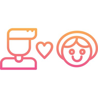 Sevgililer Günü 'nüz kutlu olsun. Aşk kalpleri çizgisi tarzı bir ikon tasarımı.