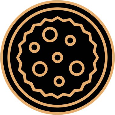 Yuvarlak bir kurabiyenin yuvarlak siyah simgesinin vektör çizimi