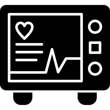 Kardiyogram simgesi olan kalp monitörü, vektör illüstrasyonu