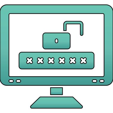 Kilit ve parola simgesine sahip dizüstü bilgisayar