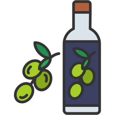 Yapraklı bir şişe kiraz suyu, vektör illüstrasyonu