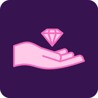 Elleri simgeli elmas, vektör illüstrasyonu