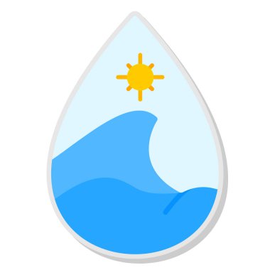 Çizgi film su damlası etiketi