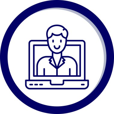 bir kişi ve bir dizüstü bilgisayar simgesi, illüstrasyon