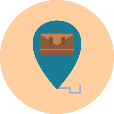 Çantalı harita işaretleyici. düz biçim vektör illüstrasyonu