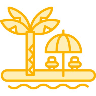 Plaj tatil beldesi simgesi, vektör illüstrasyonu