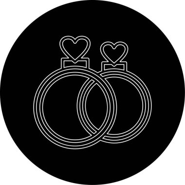 Siyah halka şeklinde alyanslar, yuvarlak simge