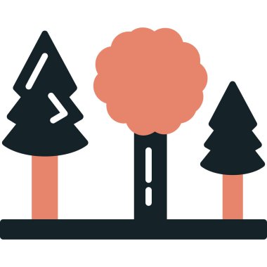 Ağaçlar renkli vektör simgesi.