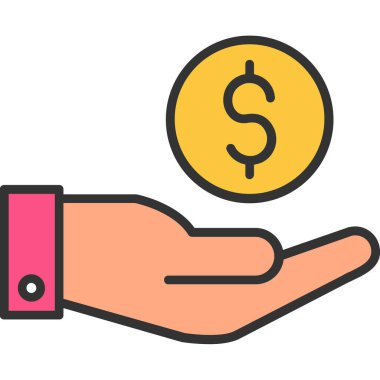 Dolar işaretli para ile el.