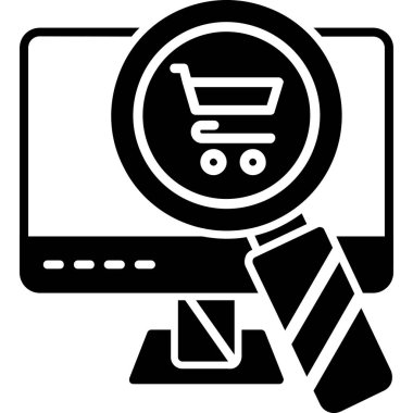 Alışveriş arabalı bilgisayar, vektör illüstrasyonu